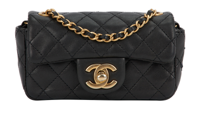 Super Mini Flap Bag, &pound;1,600, Handbags, Black, Lambskin Leather, Front view